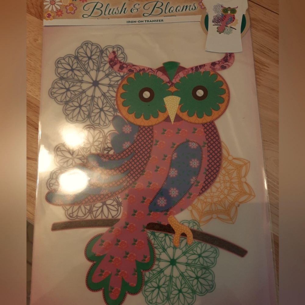 Iron on transfer calico owl 9 x 13 inch
